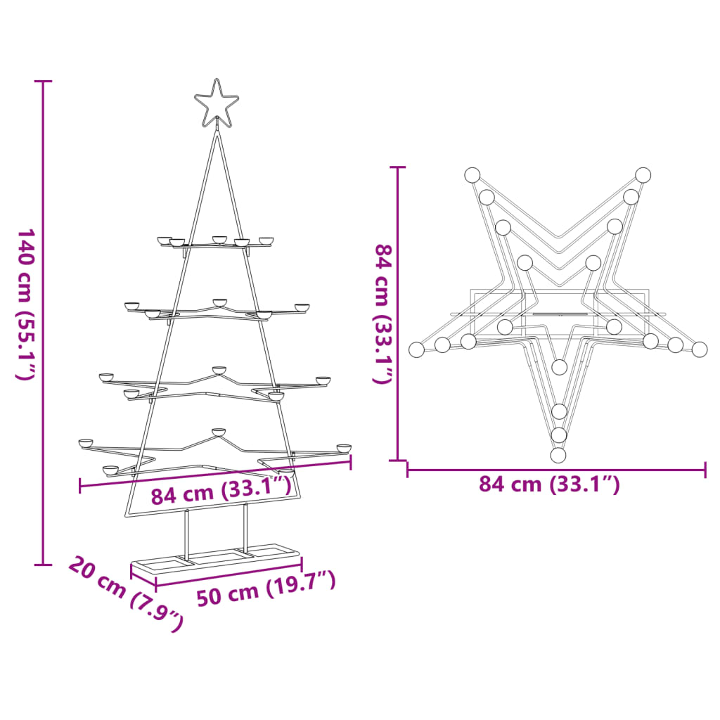 Metall-Weihnachtsbaum für Dekorationen Schwarz 140 cm - Pazzar.ch