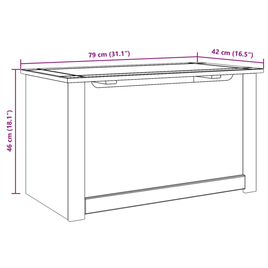 Truhe mit Deckel Panama 79x42x46 cm Massivholz Kiefer - Pazzar.ch