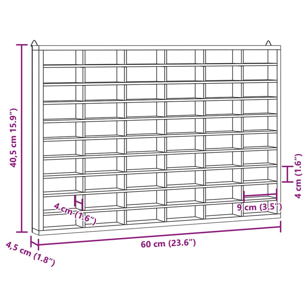 Wandvitrine mit 60 Fächern 60x4,5x40,5 cm - Pazzar.ch