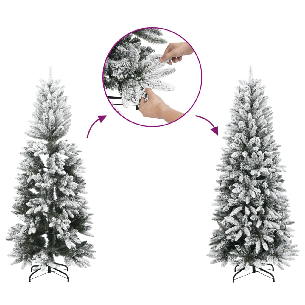 Künstlicher Weihnachtsbaum Schlank mit Schnee 120 cm PVC & PE - Pazzar.ch