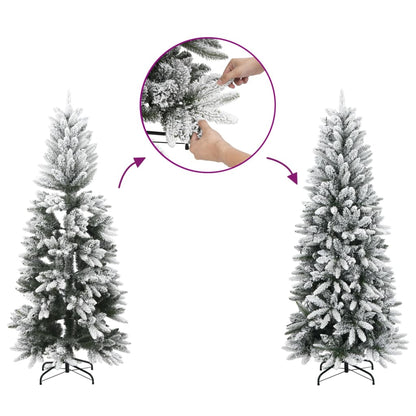 Künstlicher Weihnachtsbaum Schlank mit Schnee 150 cm PVC & PE - Pazzar.ch