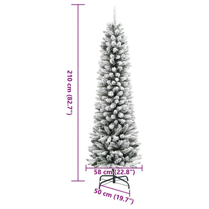 Künstlicher Weihnachtsbaum Schlank mit Schnee 210 cm PVC & PE - Pazzar.ch