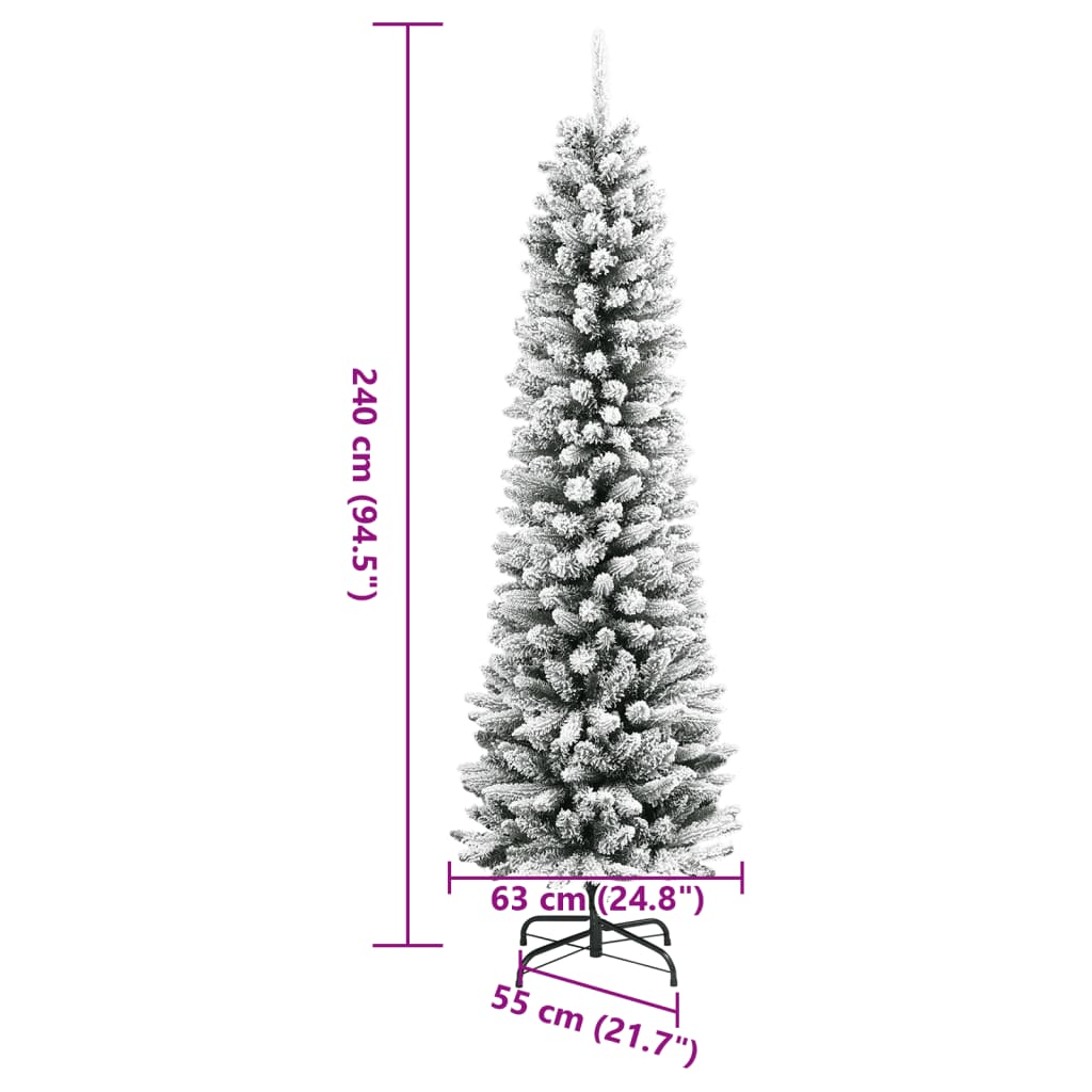 Künstlicher Weihnachtsbaum Schlank mit Schnee 240 cm PVC & PE - Pazzar.ch