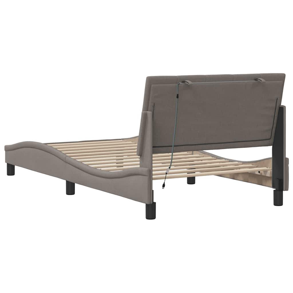 Bettgestell ohne Matratze "Hanko" Taupe 100x200 cm Stoff