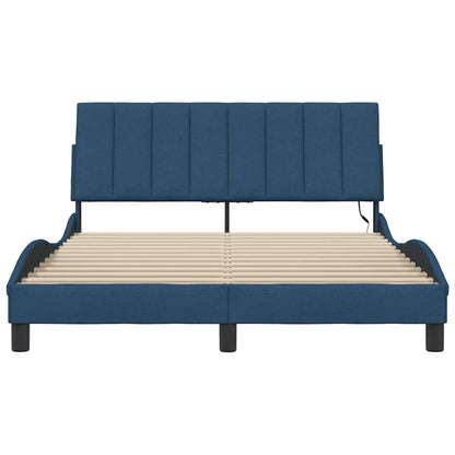 Bettgestell ohne Matratze "Hanko" Blau 120x200 cm Stoff