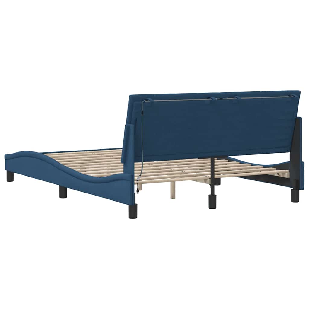 Bettgestell ohne Matratze "Hanko" Blau 120x200 cm Stoff