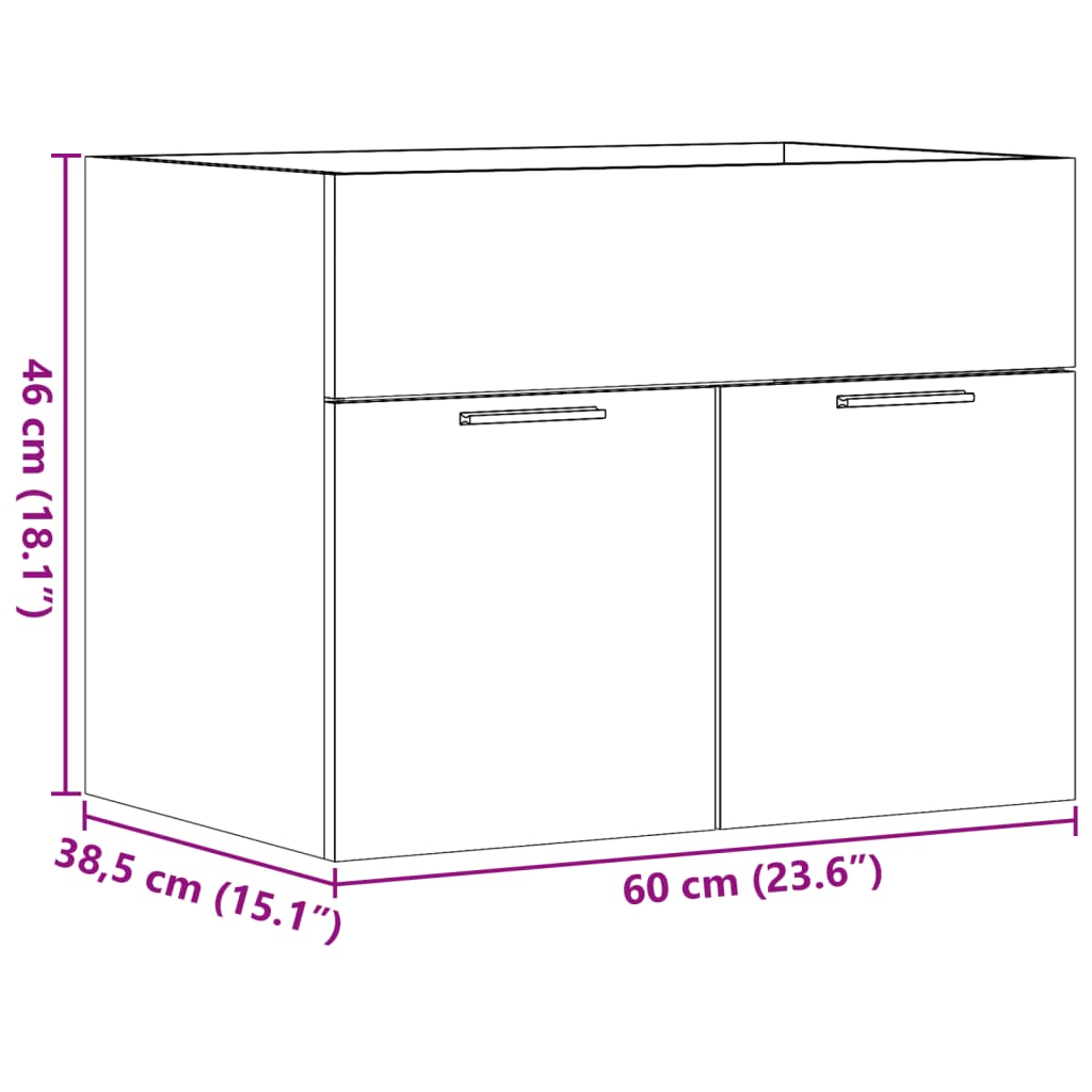 Waschbeckenunterschrank Sonoma-Eiche 60x38,5x46cm Holzwerkstoff - Pazzar.ch