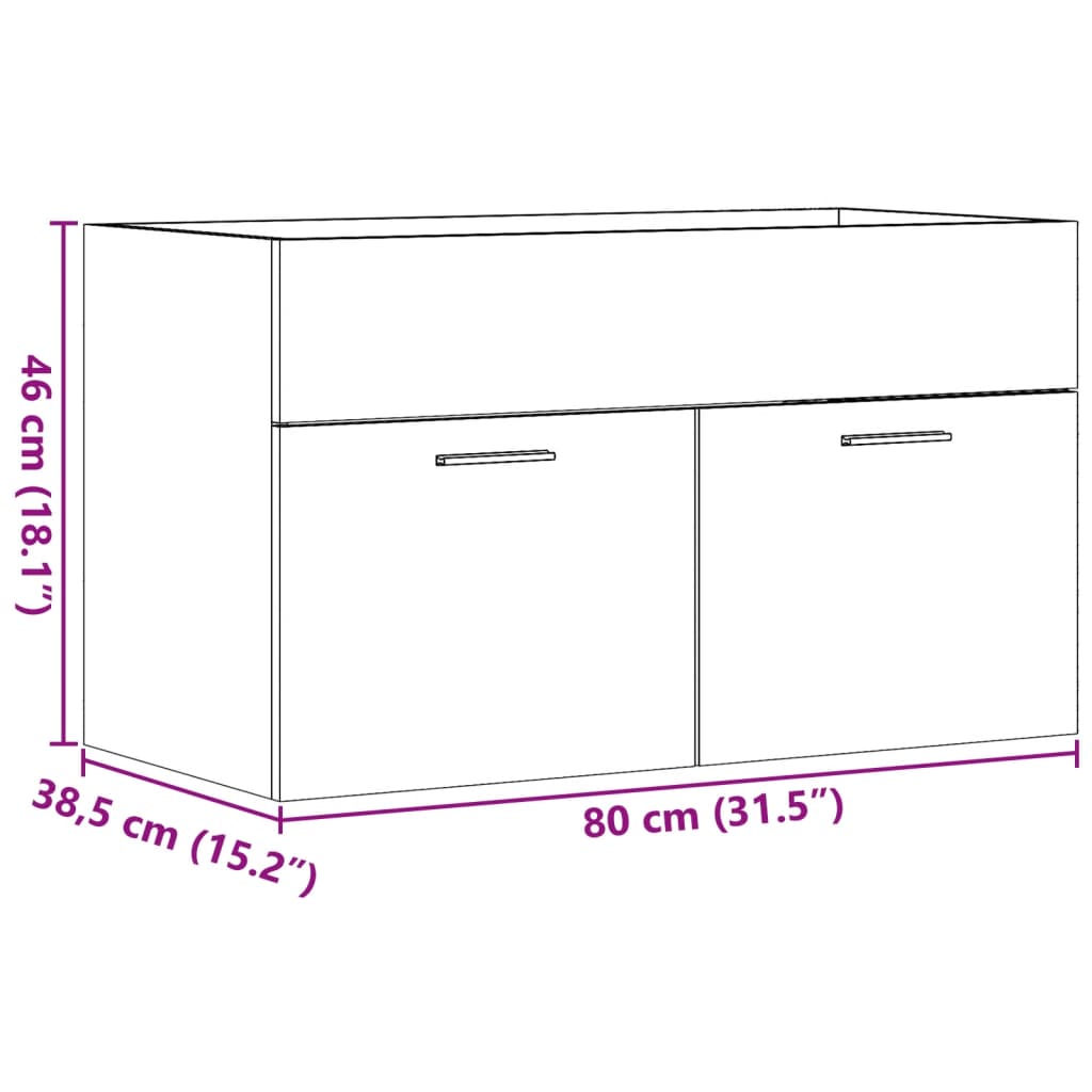 Waschbeckenunterschrank Sonoma-Eiche 80x38,5x46cm Holzwerkstoff - Pazzar.ch