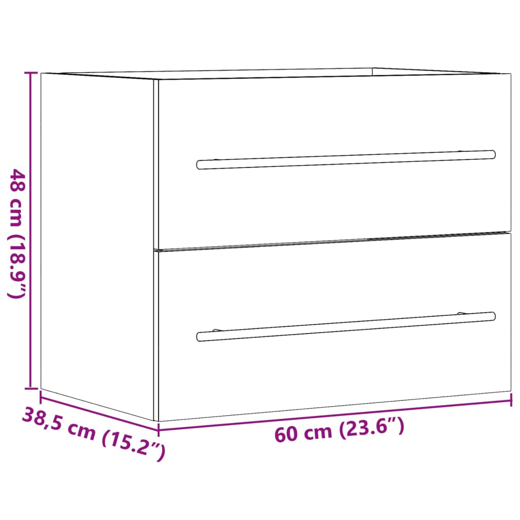 Waschbeckenunterschrank Sonoma-Eiche 60x38,5x48cm Holzwerkstoff - Pazzar.ch