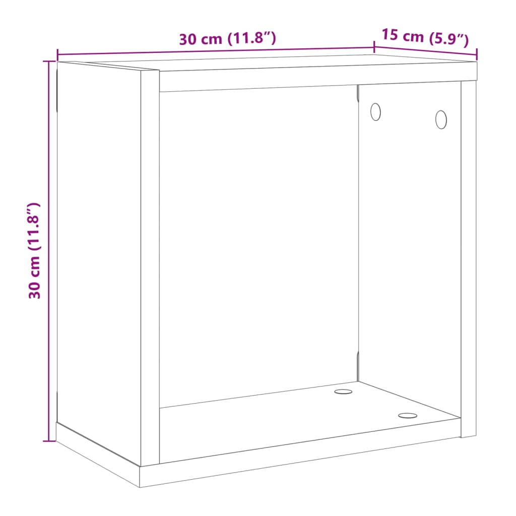 Würfel-Wandregale 2 Stk. Altholz-Optik 30x15x30 Holzwerkstoff - Pazzar.ch