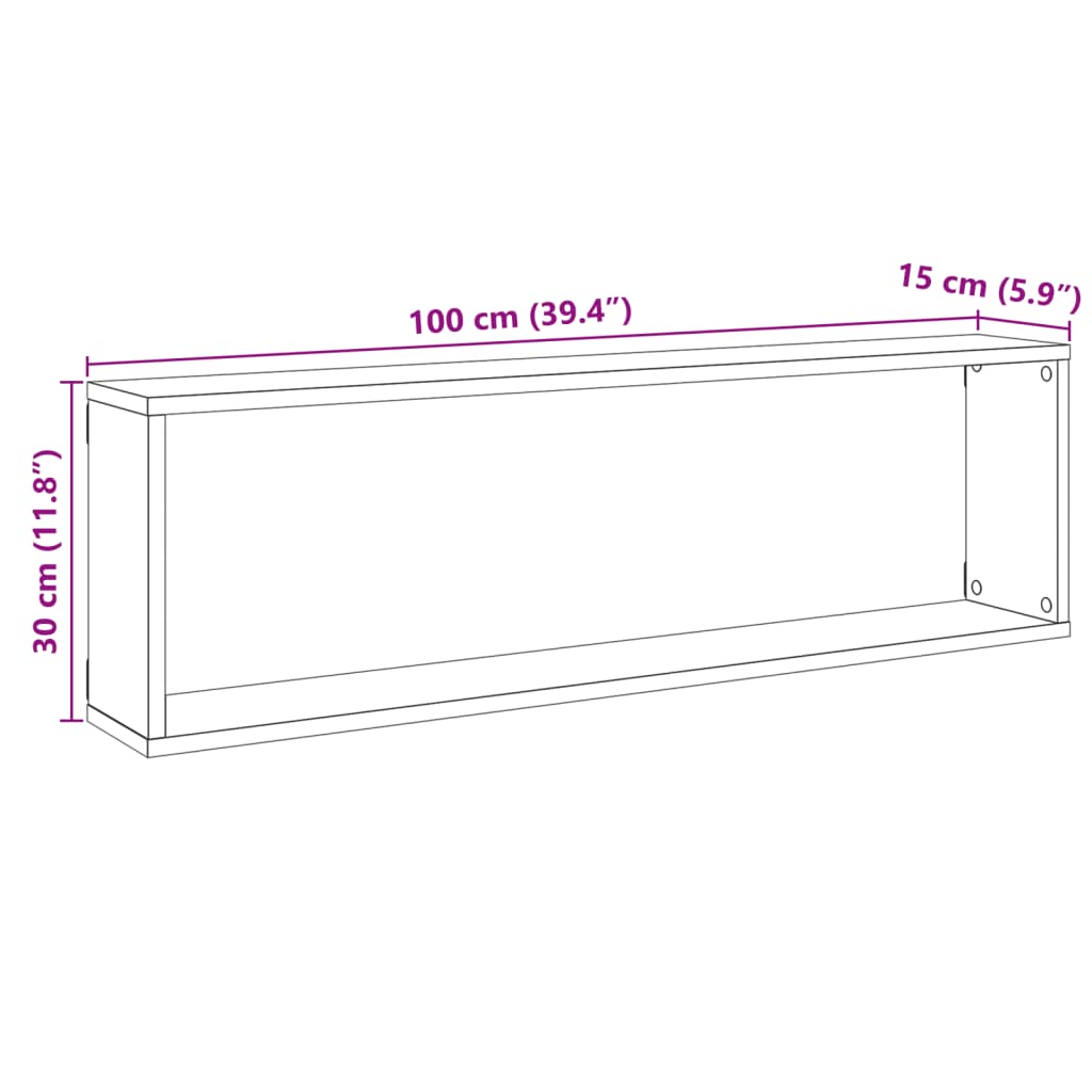 Würfel-Wandregale 2 Stk. Altholz-Optik 100x15x30 Holzwerkstoff - Pazzar.ch