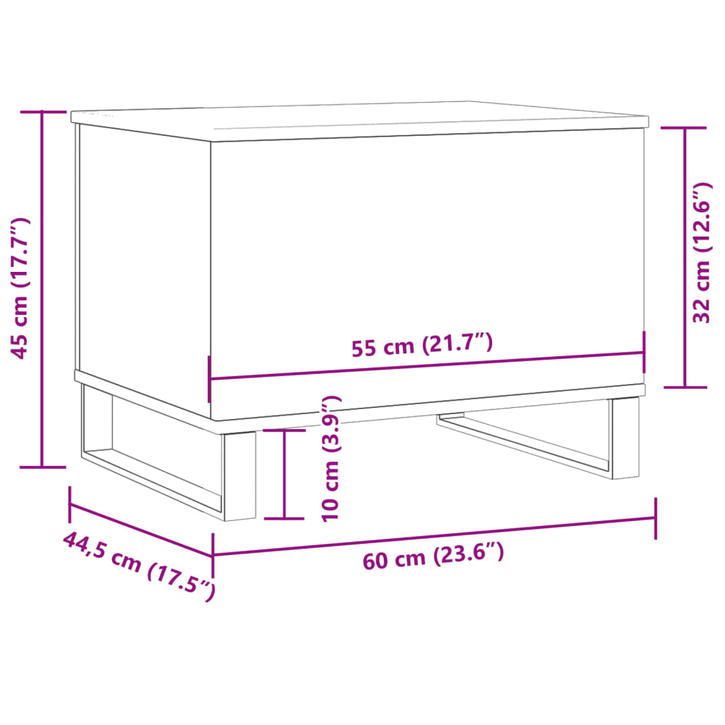 Couchtisch Altholz-Optik 60x44,5x45 cm Holzwerkstoff - Pazzar.ch