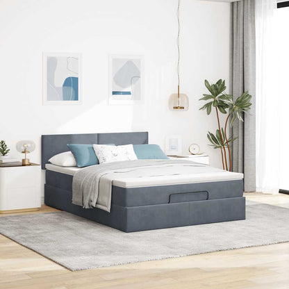 Ottoman-Bett mit Matratze & LEDs Dunkelgrau 140x200 cm Samt - Pazzar.ch