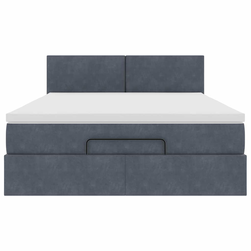 Ottoman-Bett mit Matratze & LEDs Dunkelgrau 140x200 cm Samt