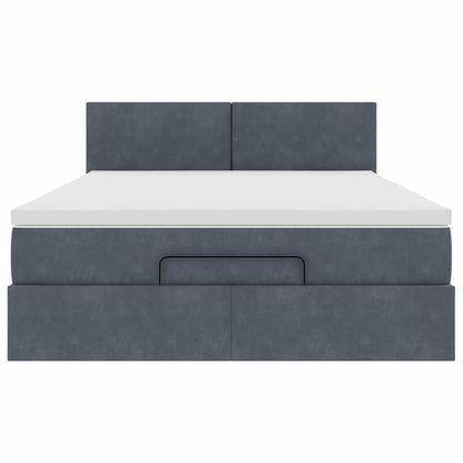 Ottoman-Bett mit Matratze & LEDs Dunkelgrau 140x200 cm Samt - Pazzar.ch