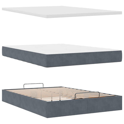 Ottoman-Bett mit Matratze & LEDs Dunkelgrau 140x200 cm Samt - Pazzar.ch
