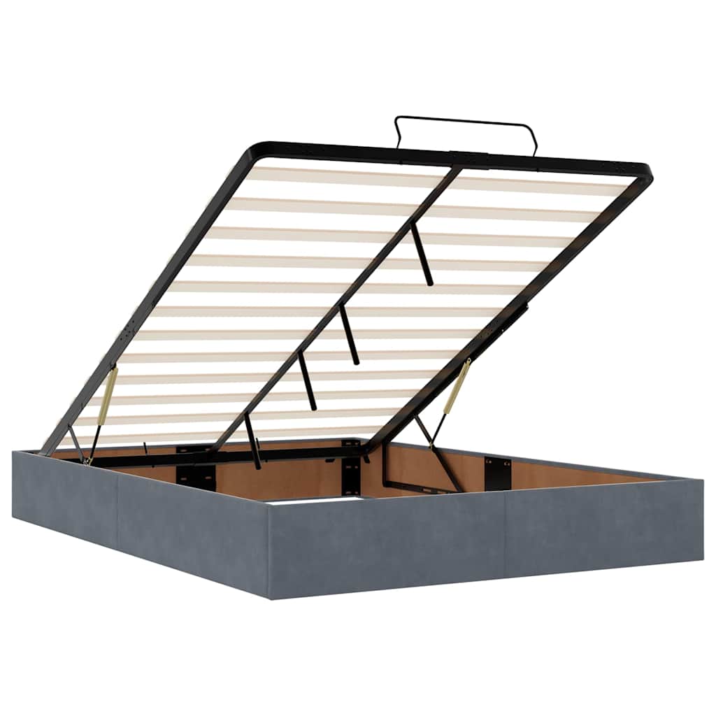 Ottoman-Bett mit Matratze & LEDs Dunkelgrau 140x200 cm Samt
