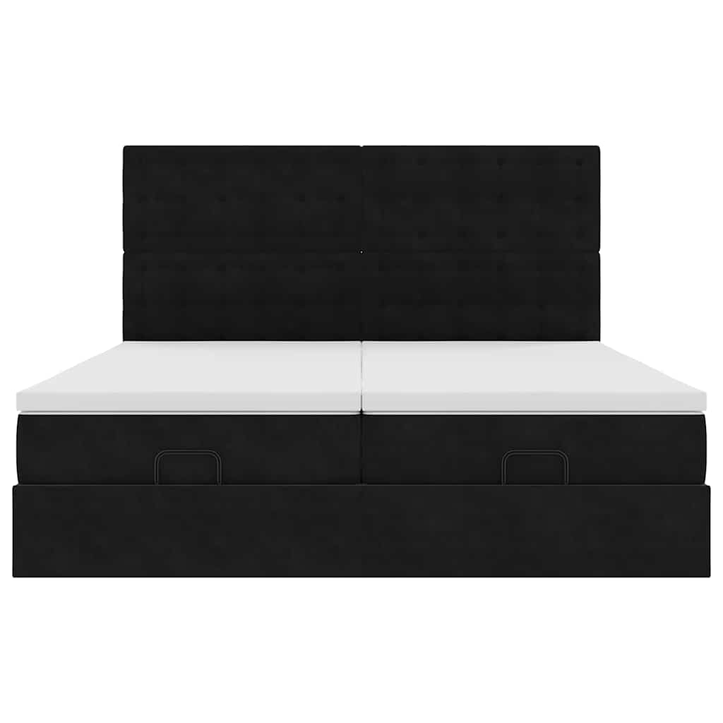 Ottoman-Bett mit Matratzen Schwarz 180x200 cm Samt