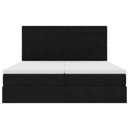 Ottoman-Bett mit Matratzen Schwarz 180x200 cm Samt
