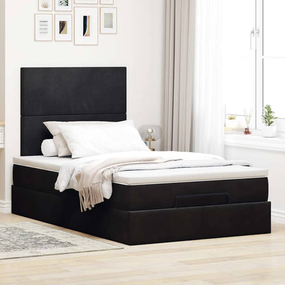 Ottoman-Bett mit Matratzen & LEDs Schwarz 120x200 cm Samt