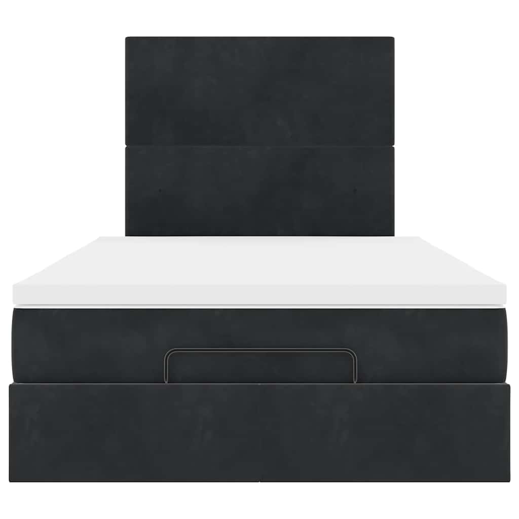 Ottoman-Bett mit Matratzen & LEDs Schwarz 120x200 cm Samt