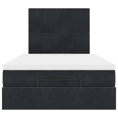 Ottoman-Bett mit Matratzen & LEDs Schwarz 120x200 cm Samt