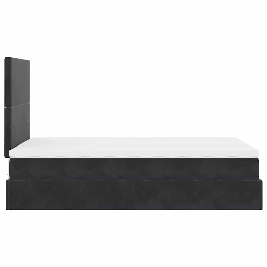 Ottoman-Bett mit Matratzen & LEDs Schwarz 120x200 cm Samt
