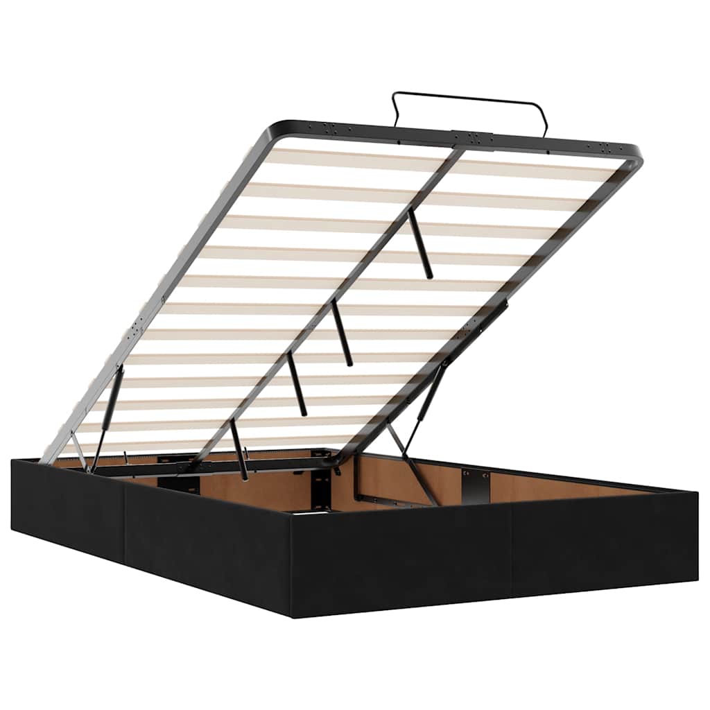 Ottoman-Bett mit Matratzen & LEDs Schwarz 120x200 cm Samt
