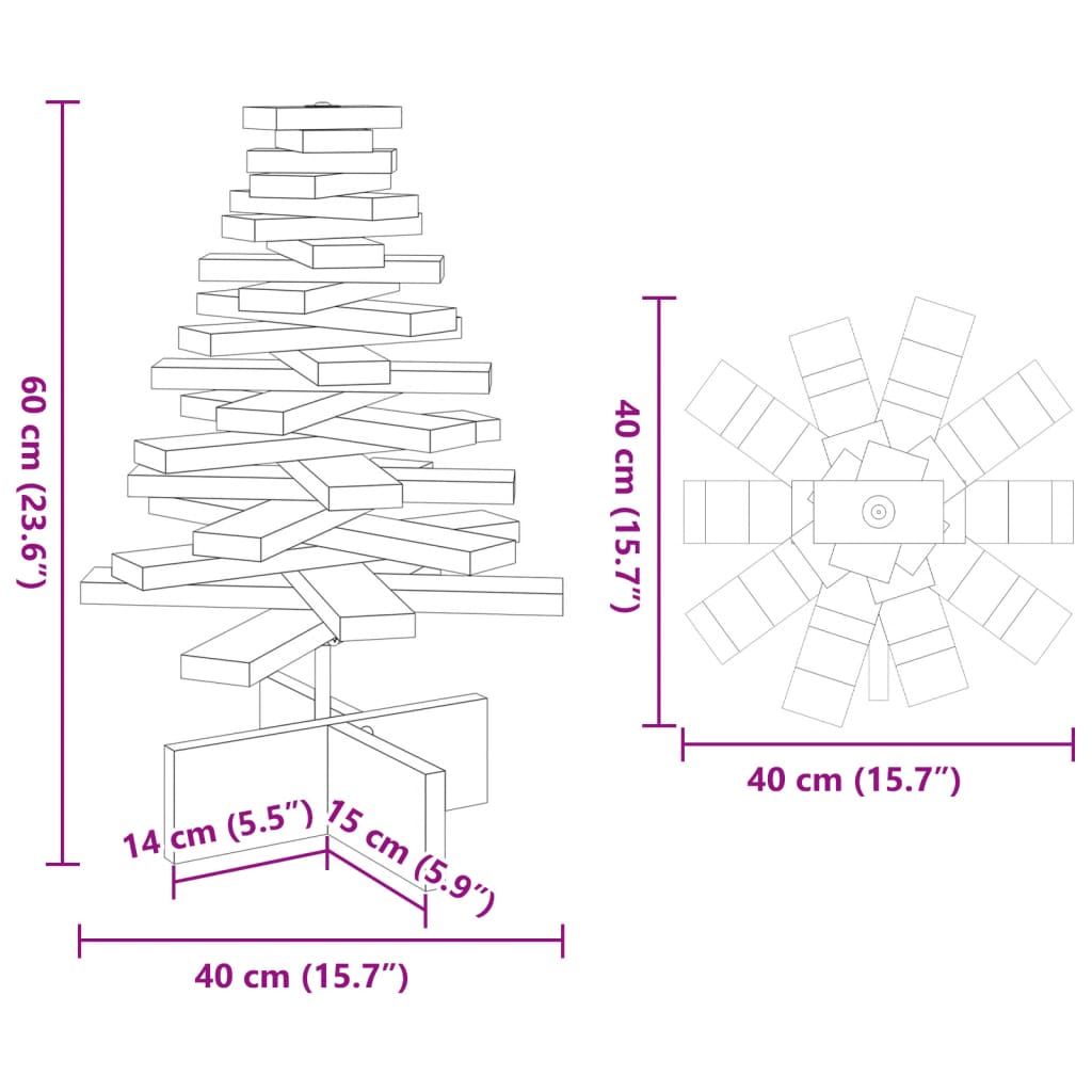 Weihnachtsbaum Holz zum Schmücken 60 cm Massivholz Kiefer - Pazzar.ch