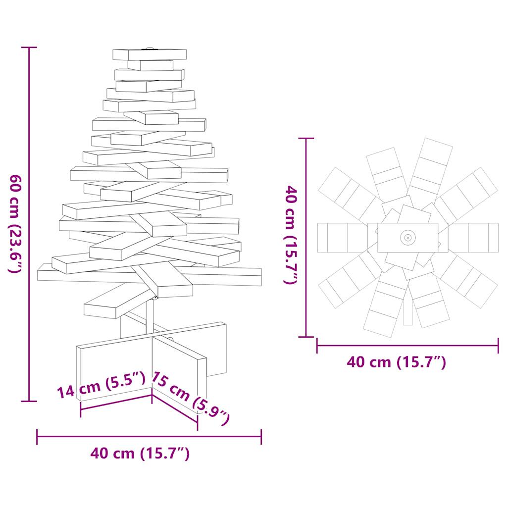 Weihnachtsbaum zum Schmücken Weiß 60 cm Massivholz Kiefer - Pazzar.ch