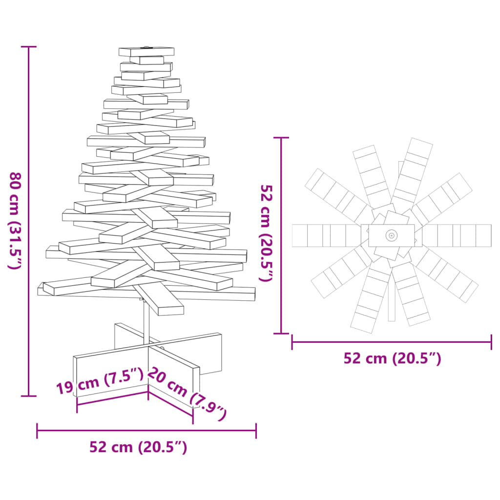 Weihnachtsbaum Holz zum Schmücken 80 cm Massivholz Kiefer - Pazzar.ch