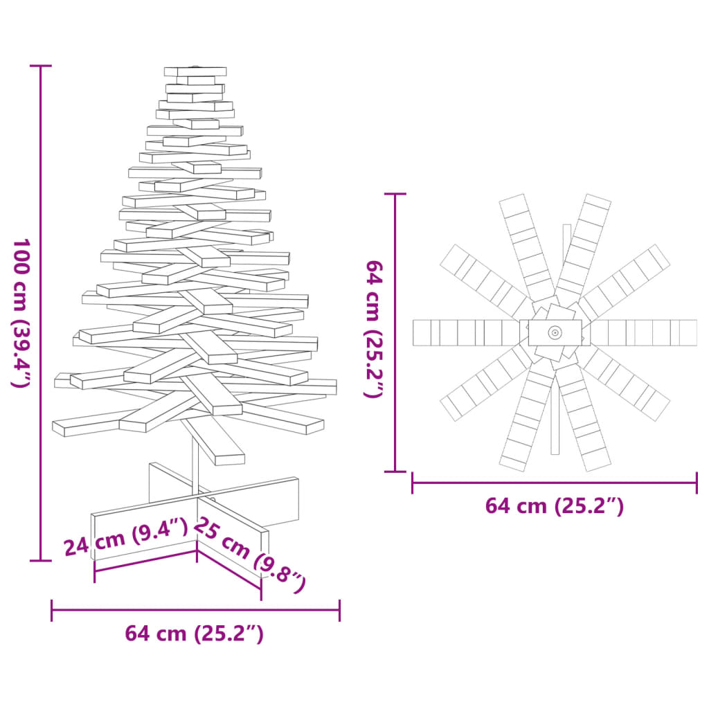 Weihnachtsbaum Holz zum Schmücken 100 cm Massivholz Kiefer - Pazzar.ch