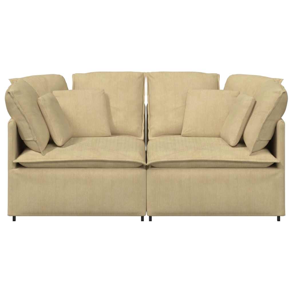 Modulares Sofa mit Kissen Cordstoff Hellgrün Grau - Pazzar.ch