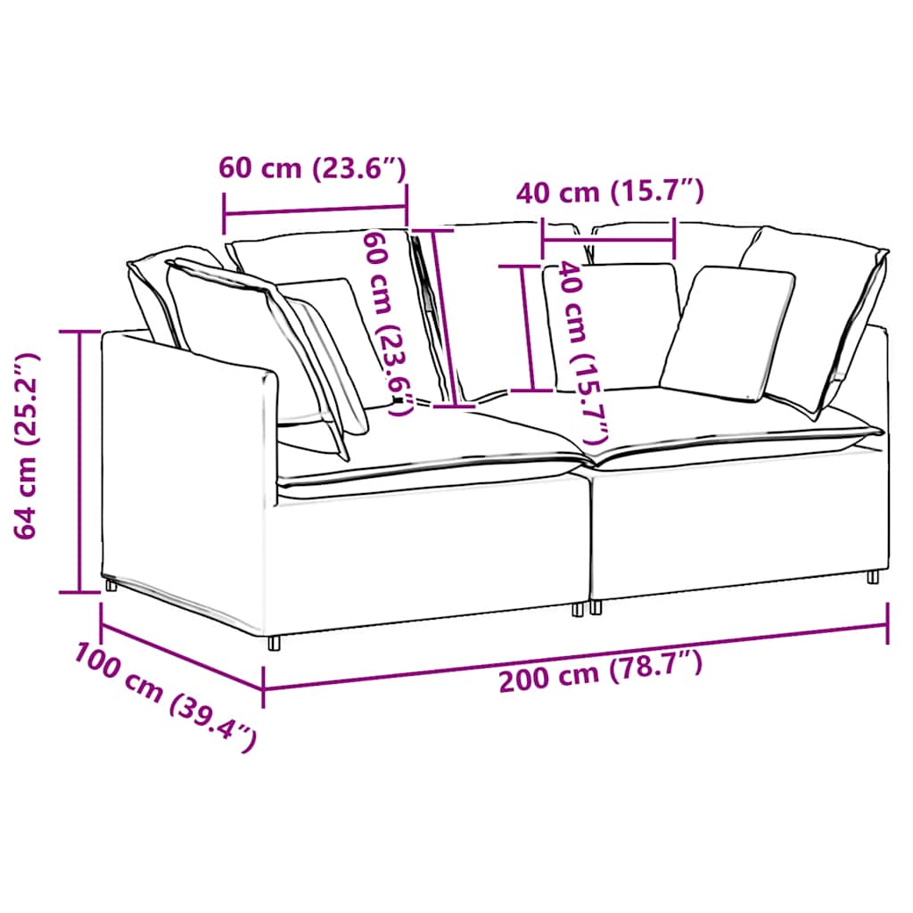 Modulares Sofa mit Kissen Cordstoff Hellgrün Grau - Pazzar.ch