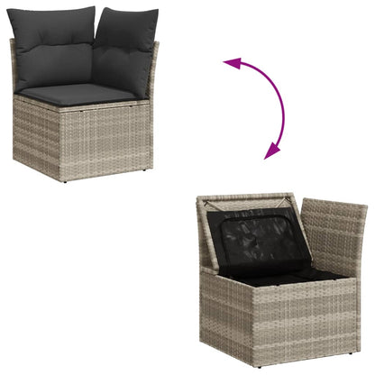 8-tlg. Garten-Sofagarnitur mit Kissen Hellgrau Poly Rattan - Pazzar.ch
