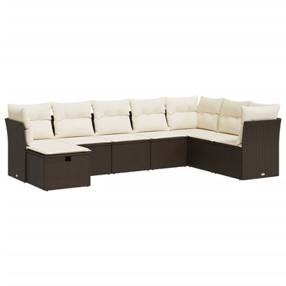 8-tlg. Garten-Sofagarnitur mit Kissen Braun Poly Rattan - Pazzar.ch