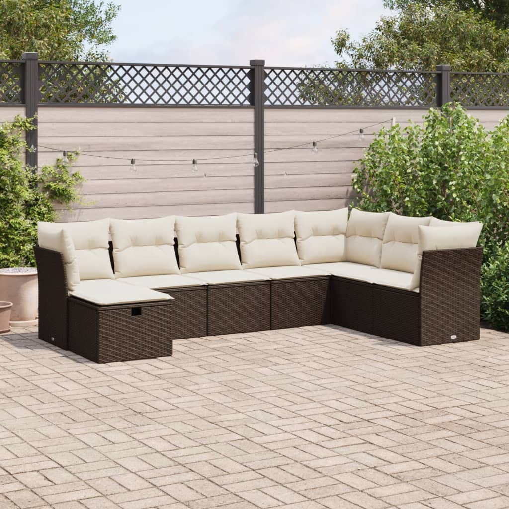 8-tlg. Garten-Sofagarnitur mit Kissen Braun Poly Rattan - Pazzar.ch