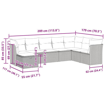 8-tlg. Garten-Sofagarnitur mit Kissen Braun Poly Rattan