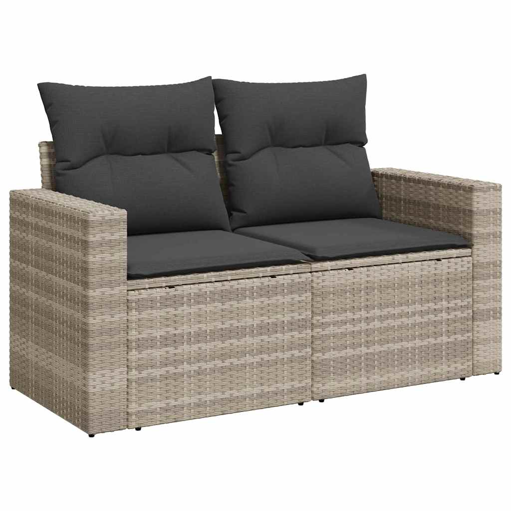 8-tlg. Garten-Sofagarnitur mit Kissen Hellgrau Poly Rattan - Pazzar.ch