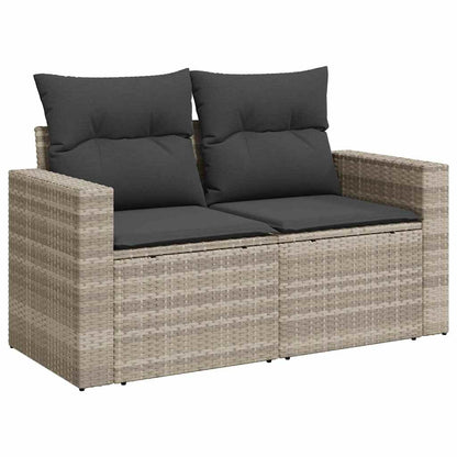 8-tlg. Garten-Sofagarnitur mit Kissen Hellgrau Poly Rattan - Pazzar.ch
