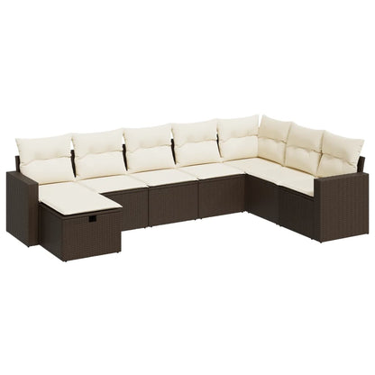 8-tlg. Garten-Sofagarnitur mit Kissen Braun Poly Rattan - Pazzar.ch