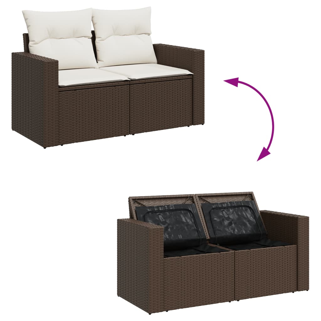 8-tlg. Garten-Sofagarnitur mit Kissen Braun Poly Rattan - Pazzar.ch