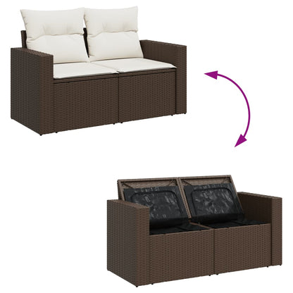 8-tlg. Garten-Sofagarnitur mit Kissen Braun Poly Rattan - Pazzar.ch