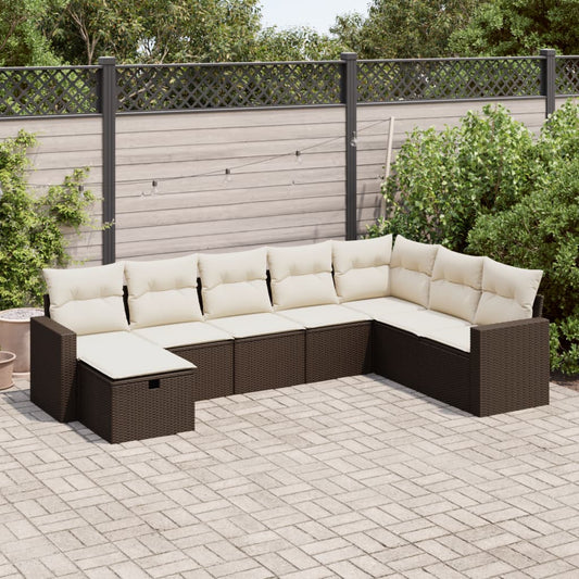 8-tlg. Garten-Sofagarnitur mit Kissen Braun Poly Rattan - Pazzar.ch