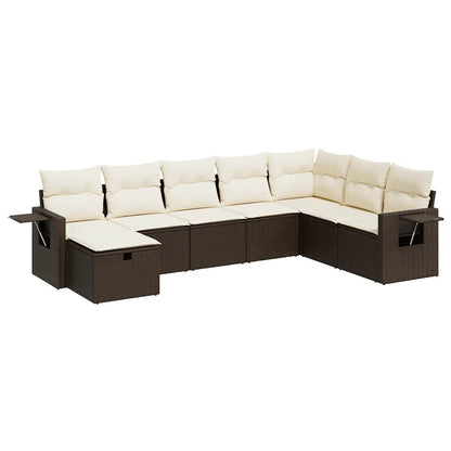 8-tlg. Garten-Sofagarnitur mit Kissen Braun Poly Rattan - Pazzar.ch