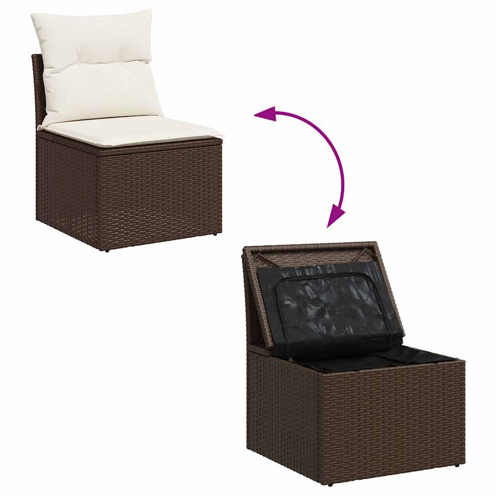 8-tlg. Garten-Sofagarnitur mit Kissen Braun Poly Rattan - Pazzar.ch
