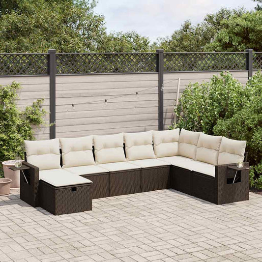 8-tlg. Garten-Sofagarnitur mit Kissen Braun Poly Rattan - Pazzar.ch
