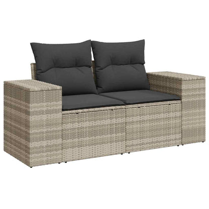 8-tlg. Garten-Sofagarnitur mit Kissen Hellgrau Poly Rattan - Pazzar.ch