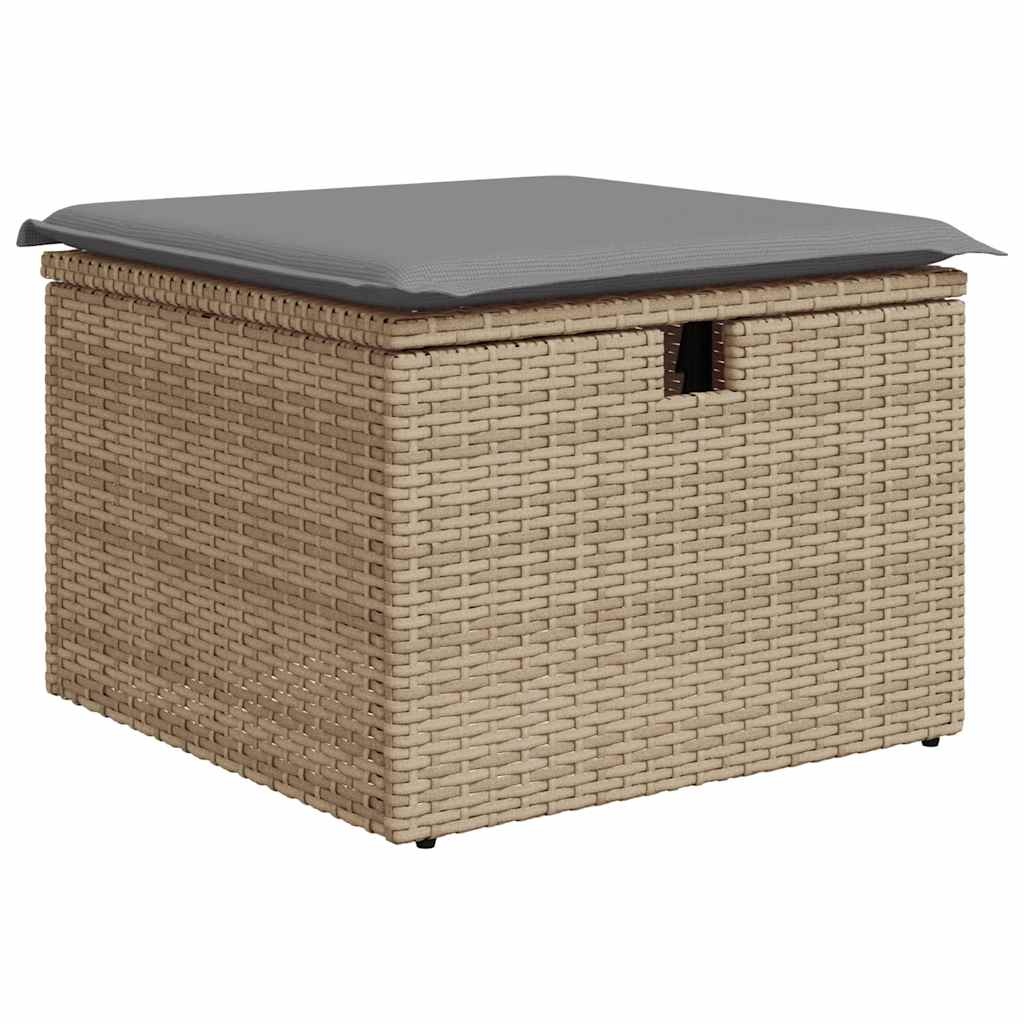 10-tlg. Garten-Sofagarnitur mit Kissen Beige Poly Rattan - Pazzar.ch