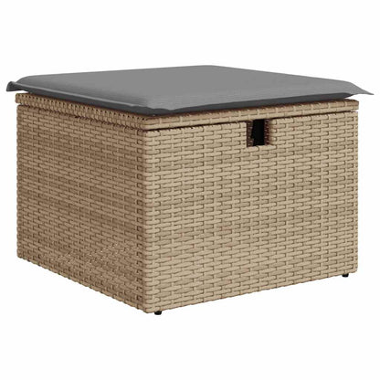 10-tlg. Garten-Sofagarnitur mit Kissen Beige Poly Rattan - Pazzar.ch